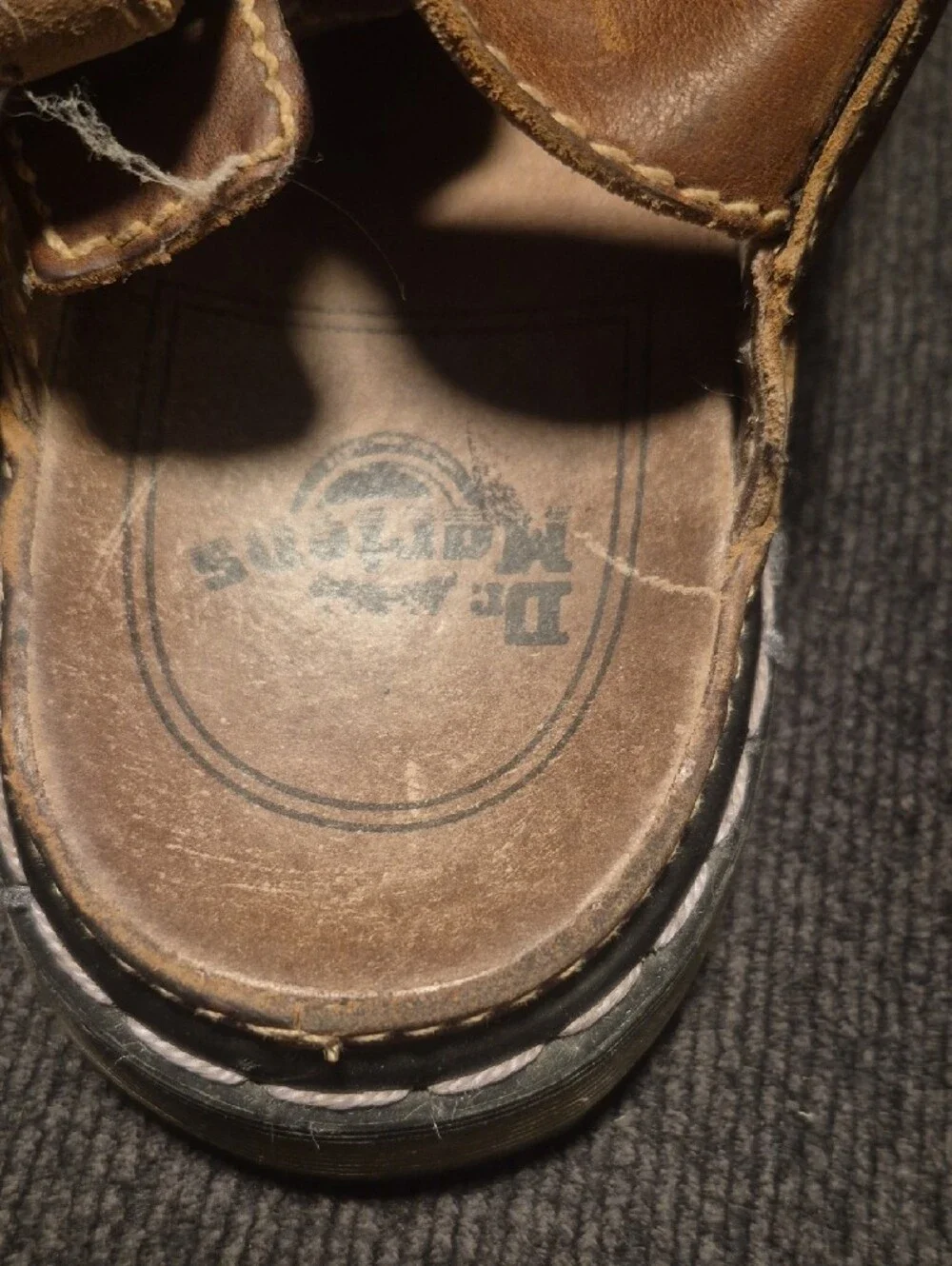 Dr. Martens Brown Leather Open-Toe Sandal with Stitched Sole